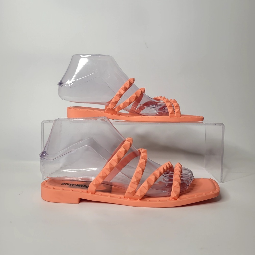 Steve Madden Skyler J Size 6 Neon Orange Spiked Strappy Sandals‎ NWD
